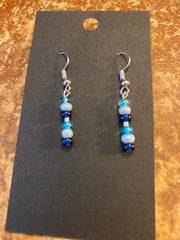 NUMBER 10 BLUE STONES HANDMADE BEADED EARRINGS