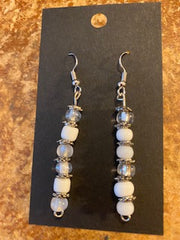 NUMBER 04 SHADES OF WHITE HANDMADE BEADED EARRINGS
