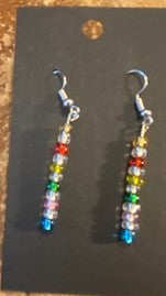 NUMBER 08 MULTI LIGHT BLUE BOTTOM HANDMADE BEADED EARRINGS